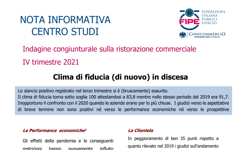 Clima di fiducia (di nuovo) in discesa