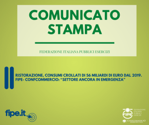 Ristorazione, consumi crollati di 56 miliardi di euro dal 2019. Fipe- Confcommercio: “Settore ancora in emergenza”