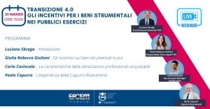 WEBINAR – Transizione 4.0 Gli incentivi per i beni strumentali nei pubblici esercizi