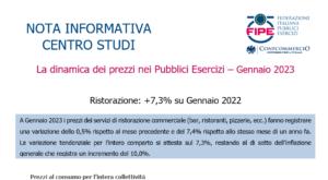 Ristorazione: +7,3% su Gennaio 2022