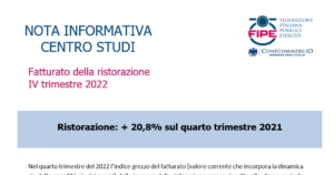 Ristorazione: + 20,8% sul quarto trimestre 2021
