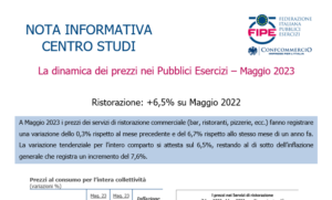 Ristorazione: +6,5% su Maggio 2022