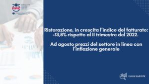 Ristorazione, in crescita l’indice del fatturato: +13,8% rispetto al II trimestre del 2022.