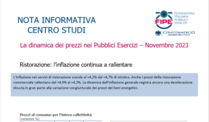 Ristorazione: l’inflazione continua a rallentare