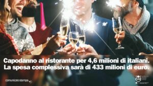 CAPODANNO AL RISTORANTE PER 4,6 MILIONI DI ITALIANI. LA SPESA COMPLESSIVA SARÀ DI 433 MILIONI DI EURO