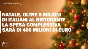 Natale, oltre 5 milioni di italiani al ristorante. La spesa complessiva sarà di 400 milioni di euro