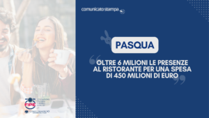 PASQUA, OLTRE 6 MILIONI LE PRESENZE AL RISTORANTE PER UNA SPESA DI 450 MILIONI DI EURO