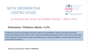 Ristorazione: l’inflazione rallenta +3,4%