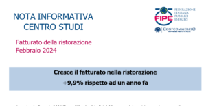 Cresce il fatturato nella ristorazione +9,9% rispetto ad un anno fa