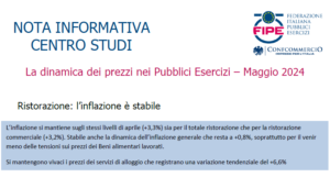 La dinamica dei prezzi nei Pubblici Esercizi – Maggio 2024