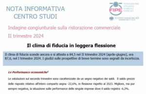 Indagine congiunturale sulla ristorazione commerciale II trimestre 2024