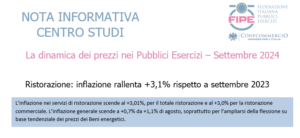 La dinamica dei prezzi nei Pubblici Esercizi – Settembre 2024