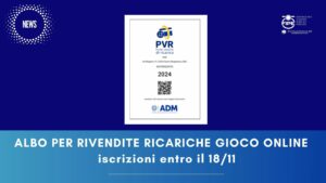 Albo per Rivendite Ricariche Gioco Online: iscrizioni entro il 18/11