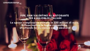 FIPE, San Valentino al ristorante per 6 milioni di italiani